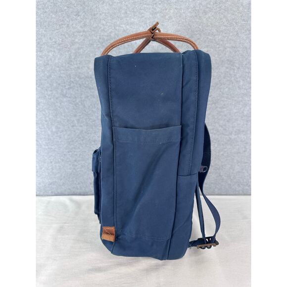 Fjallraven Kanken Navy Canvas and Leather Backpack G1000 Laptop 15 Front Pocket - Picture 5 of 11